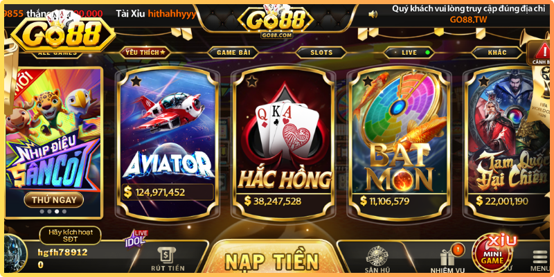 Các dòng sản phẩm cá cược đỉnh cao tại hệ thống Go88 thu hút game thủ