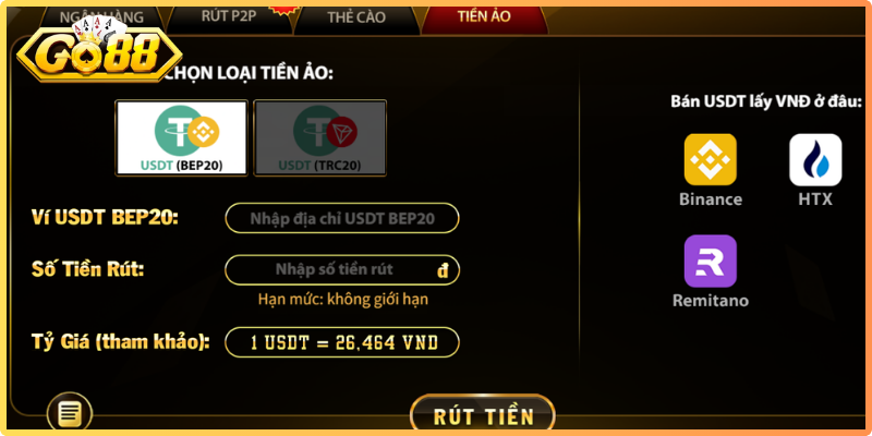 Các phương thức hỗ trợ rút tiền Go88 phổ biến năm 2026